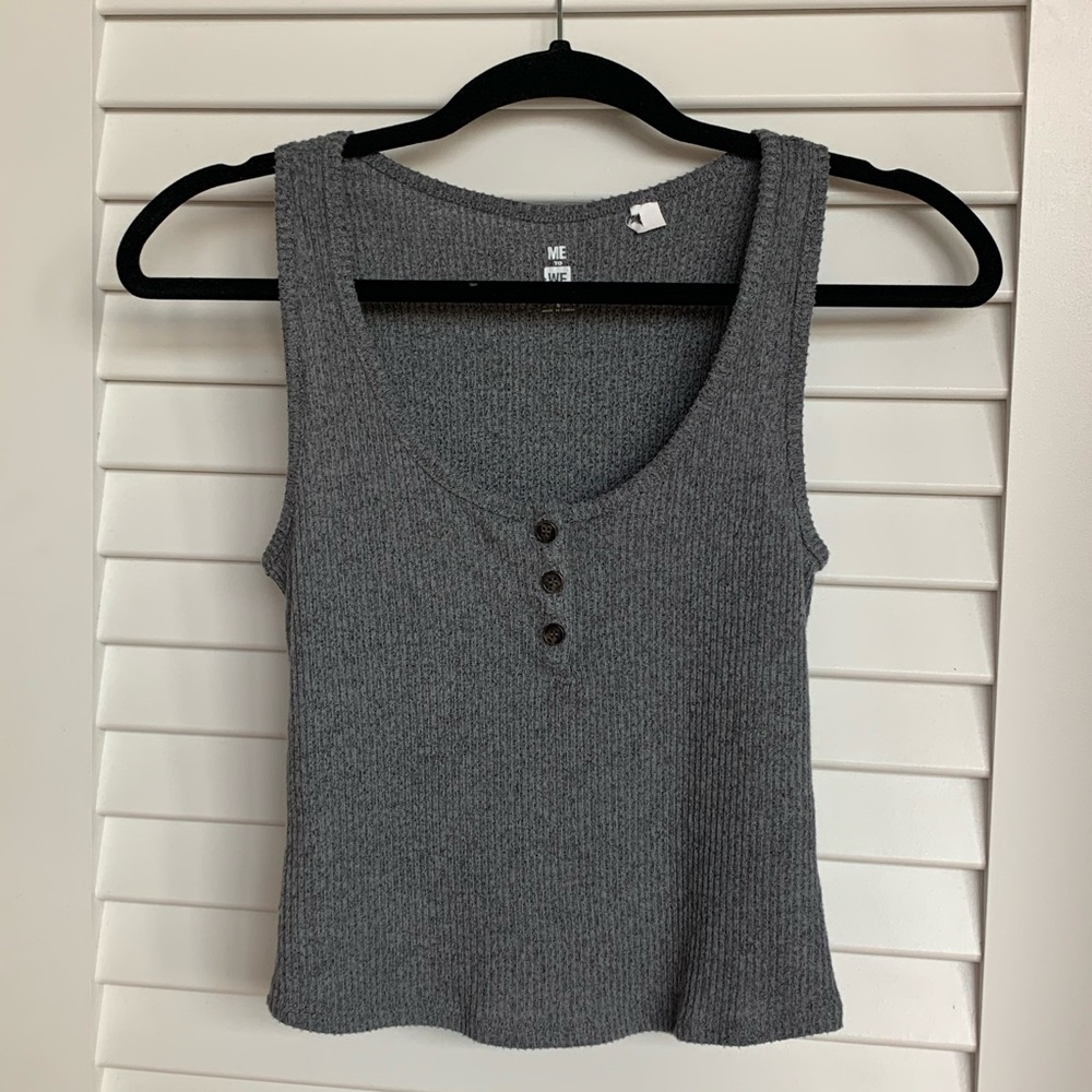 Me to We PacSun Knit Cropped Button Up Tank